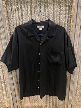 Tommy Bahama Black Short-Sleeve Button-Down Camp Shirt
